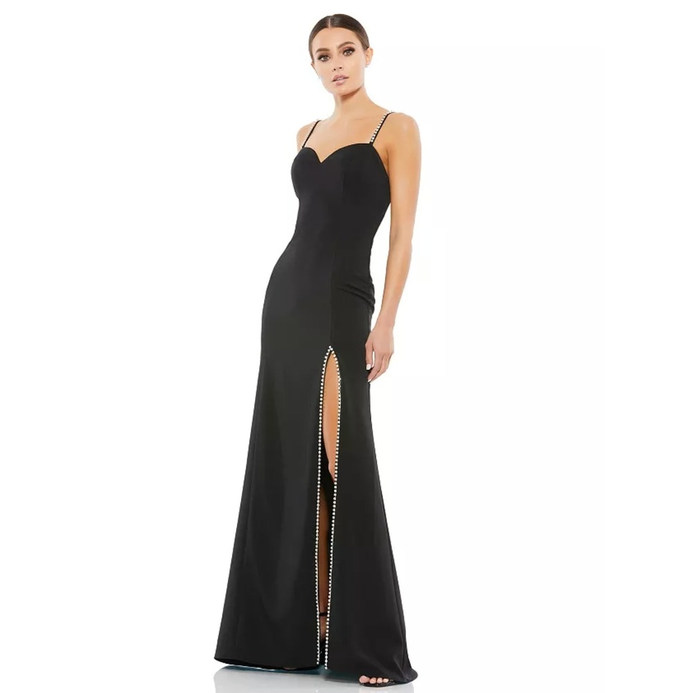 Ienna Mac Duggal 55706 Gown 6 Black Rhinestone Slit‎ Formal Evening Dress